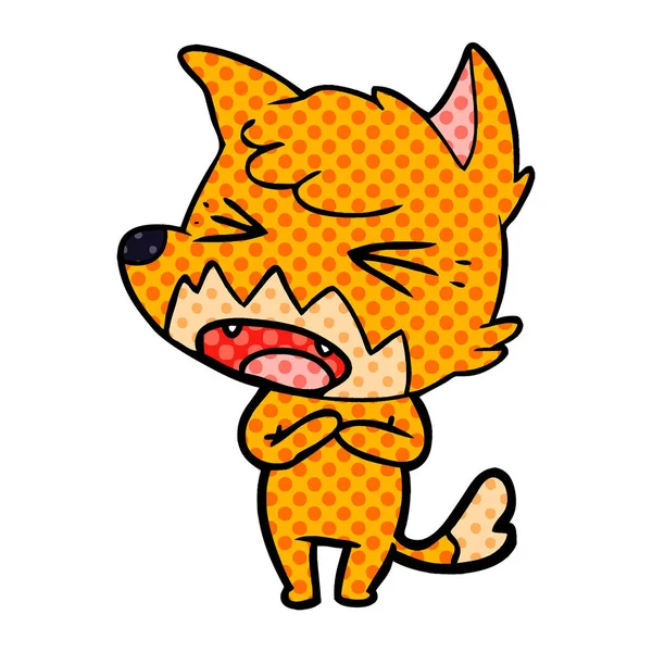 Vector Illustration Angry Cartoon Fox — Stock Vector