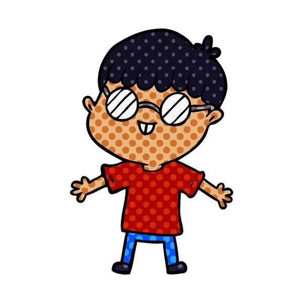 Niño Dibujos Animados Con Gafas — Vector de stock