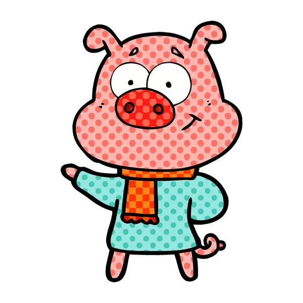 Illustration Vectorielle Cochon Heureux Dessin Animé — Image vectorielle