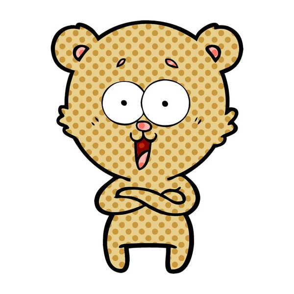 Caricatura Oso Peluche Riendo — Vector de stock