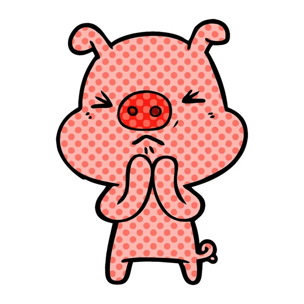 Illustration Vectorielle Cochon Grincheux Dessin Animé — Image vectorielle