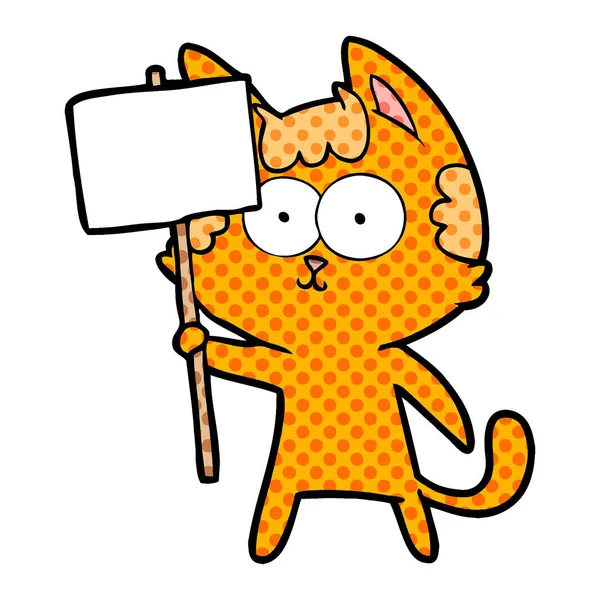 Vectorillustratie Van Happy Cartoon Kat — Stockvector