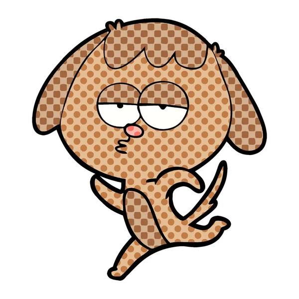 Cartoon Gelangweilt Hund Läuft — Stockvektor