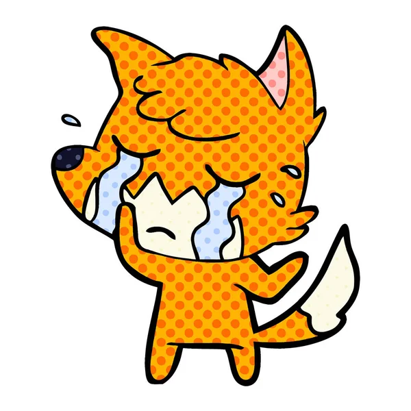 Vector Illustration Crying Fox Cartoon — Stock Vector