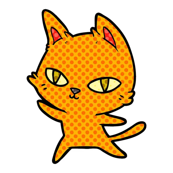 Illustration Vectorielle Chat Dessin Animé Fixant — Image vectorielle