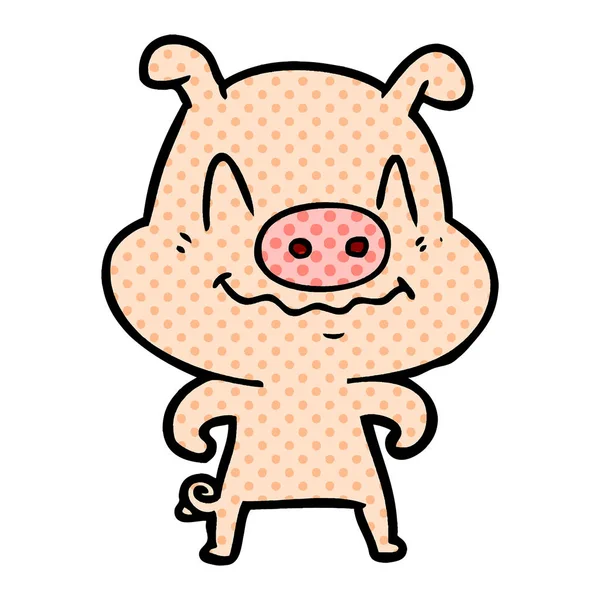 Vector Ilustración Cerdo Dibujos Animados Nerviosos — Vector de stock