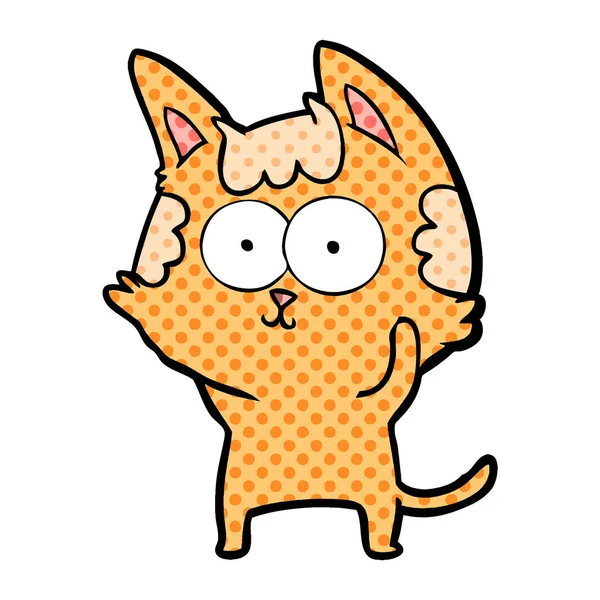 Vektor Illustration Glad Cartoon Katt — Stock vektor