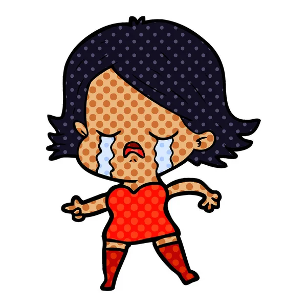 Vector Ilustración Dibujos Animados Niña Llorando — Vector de stock