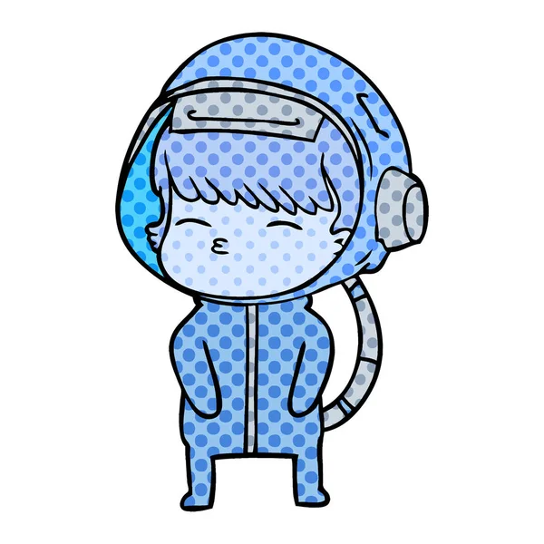 宇宙飛行士漫画好奇心のベクトル イラスト — ストックベクタ