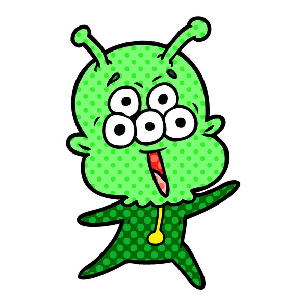 vector illustration of happy cartoon alien