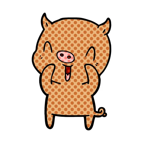 Vector Illustration Happy Cartoon Pig — Stock Vector