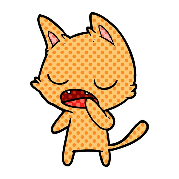 Mluvící Kočka Kreslené Vektorové Ilustrace — Stockový vektor
