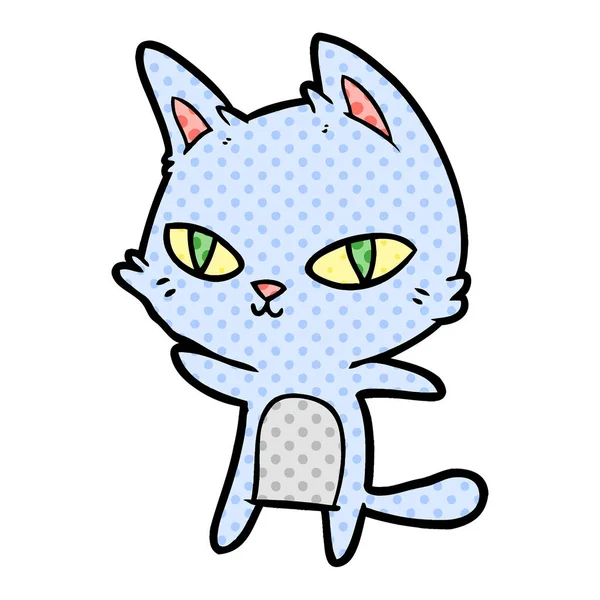 Vector Ilustración Dibujos Animados Gato Mirando — Vector de stock