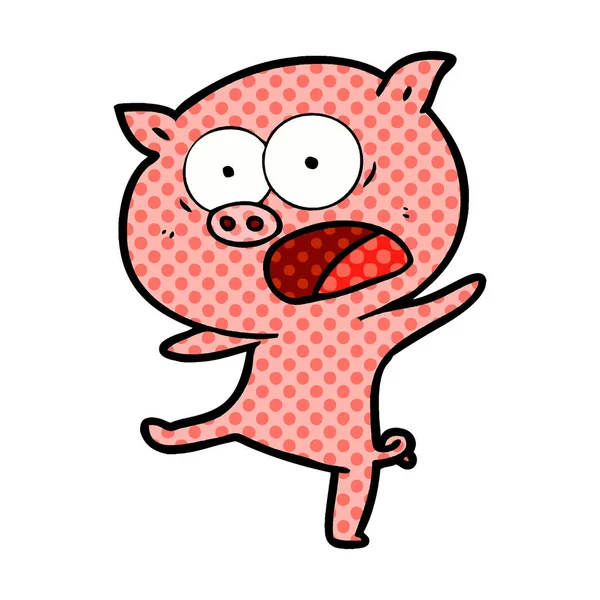 Vector Illustration Cartoon Pig Shouting — Stock Vector