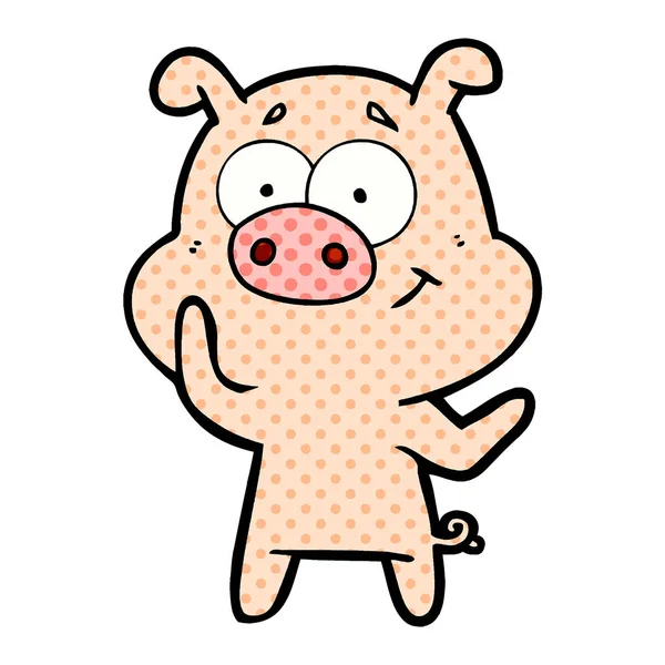 Vector Illustration Happy Cartoon Pig — Stock Vector