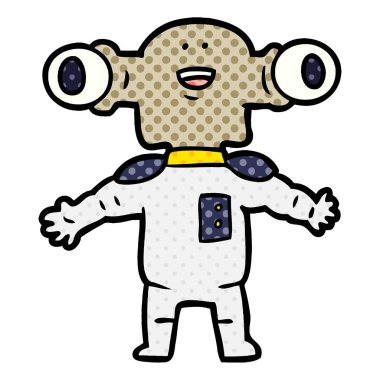 Dostu karikatür uzaylı vektör çizim