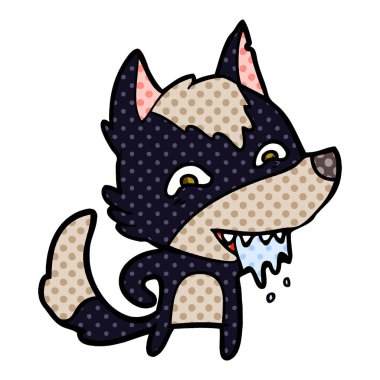 vektör çizim karikatür aç kurt