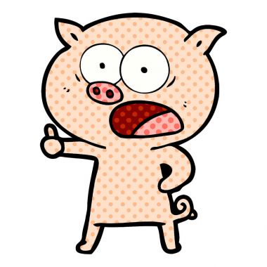 vektör çizim karikatür domuz bağırarak