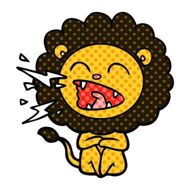 vektör çizim karikatür kükreyen aslan