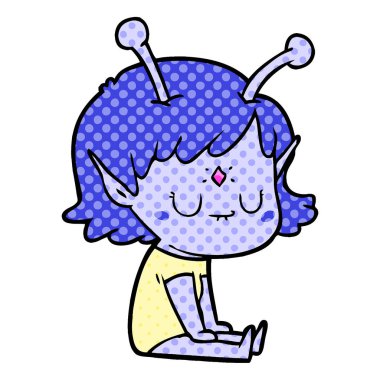 çizgi film yabancı kız oturuyor