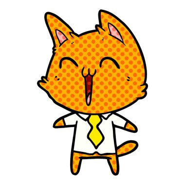 vektör çizim karikatür mutlu kedi