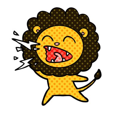 vektör çizim karikatür kükreyen aslan