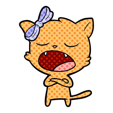 vektör çizim karikatür esneme kedi