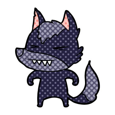 vektör çizim öfkeli wolf çizgi film