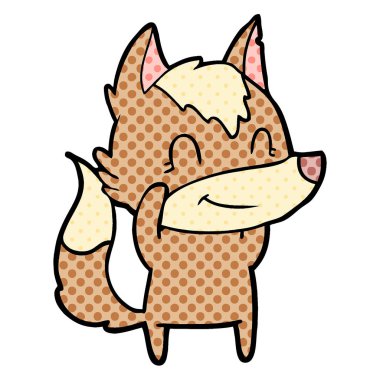 vektör çizim dostu karikatür kurt