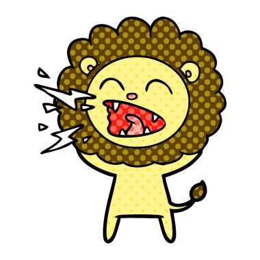 vektör çizim karikatür kükreyen aslan