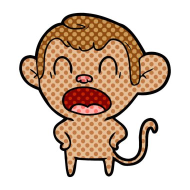 bağırarak karikatür maymun vektör çizim