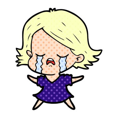 vektör çizim karikatür kız ağlıyor