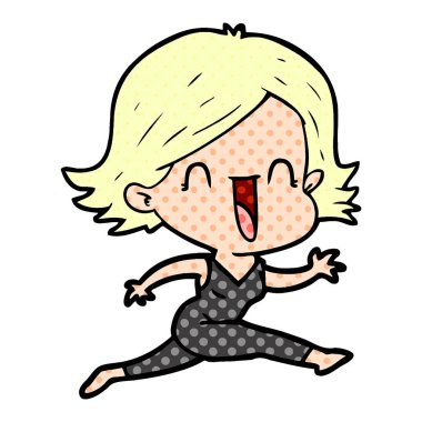 vektör çizim karikatür mutlu kadın