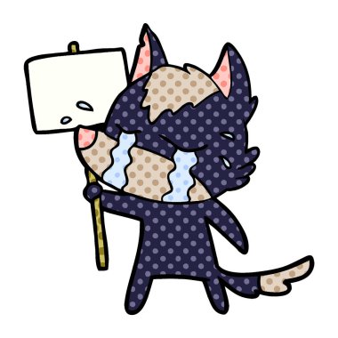 vektör çizim karikatür ağlayan kurt