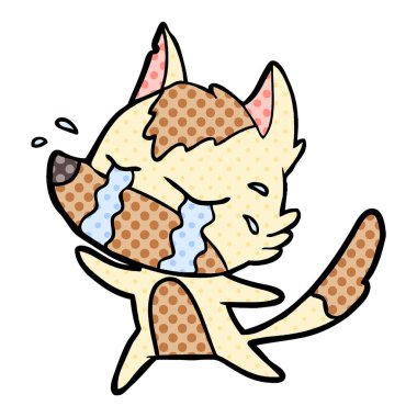 vektör çizim karikatür ağlayan kurt