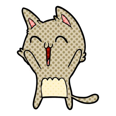 vektör çizim karikatür mutlu kedi