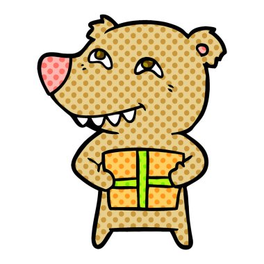 çizgi film ayı ile hediye