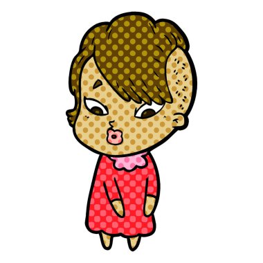 vektör çizim karikatür sürpriz kız
