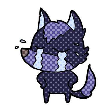 vektör çizim karikatür ağlayan kurt