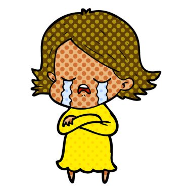 vektör çizim karikatür kız ağlıyor