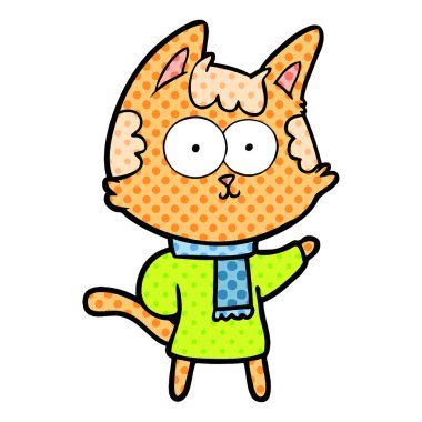 vektör çizim karikatür mutlu kedi