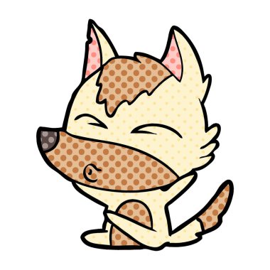 vektör çizim karikatür kurt ıslık