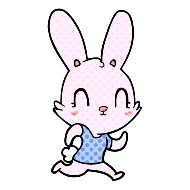 Sevimli çizgi tavşan çalıştıran