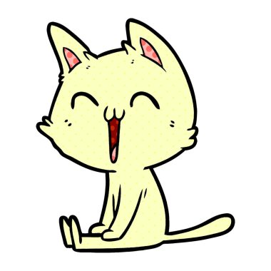 vektör çizim karikatür mutlu kedi