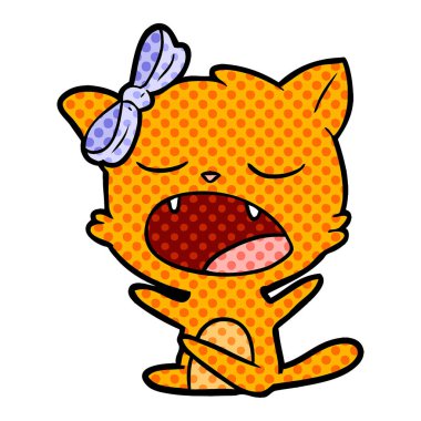 vektör çizim karikatür esneme kedi