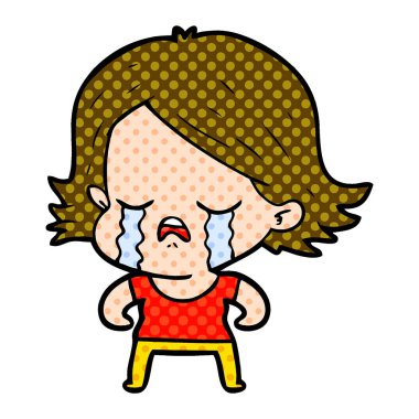 vektör çizim karikatür kız ağlıyor