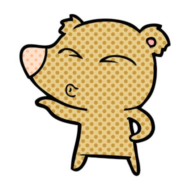 vektör çizim karikatür ayı ıslık