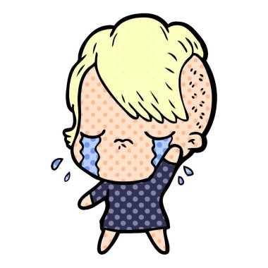 Ağlayan kızın vektör çizimi