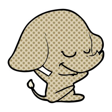 vektör çizim karikatür fil gülümseyen