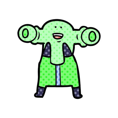 Dostu karikatür uzaylı vektör çizim